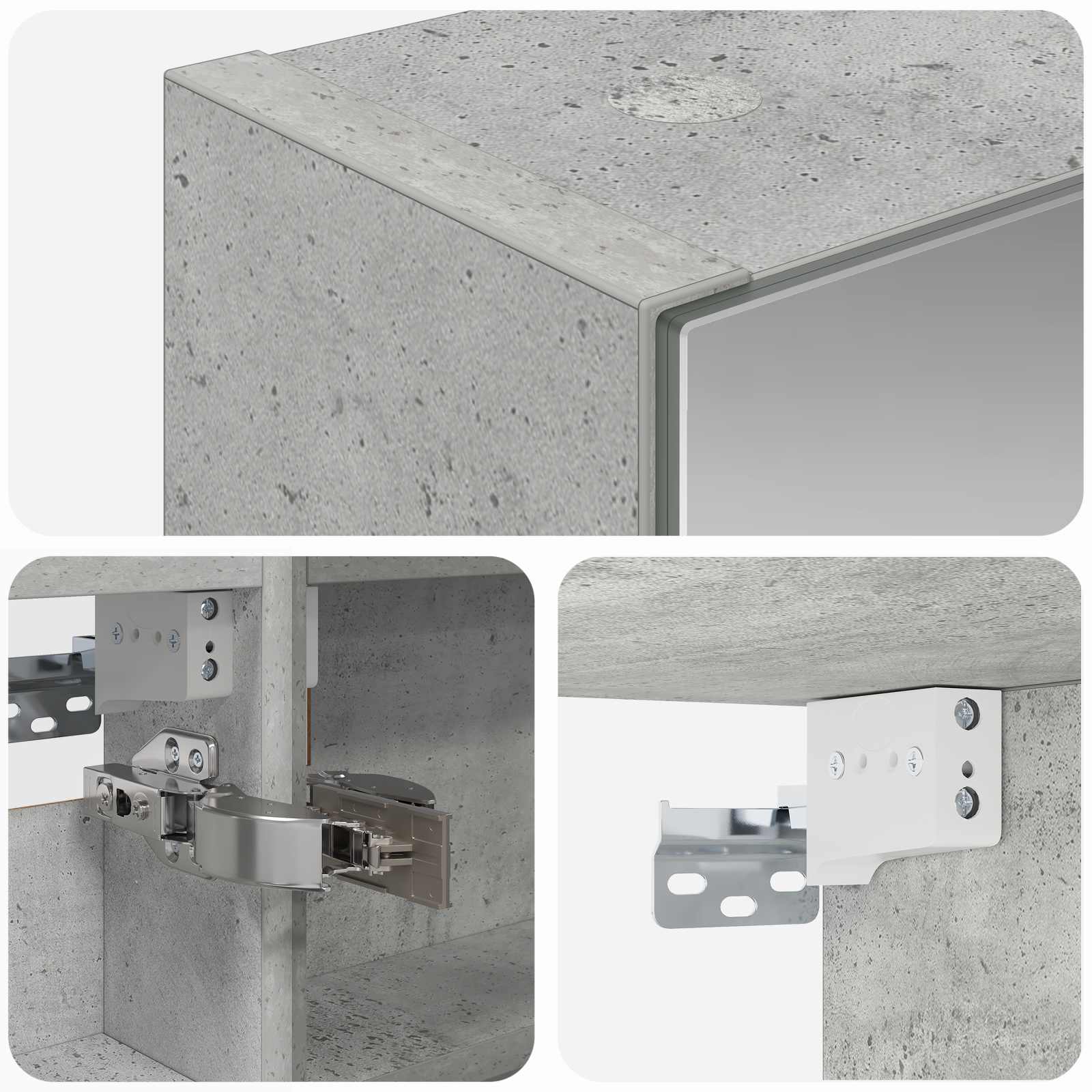 Kupaonski ormar s ogledalom Betonski sivi 40 x 10,5 x 60,5 cm