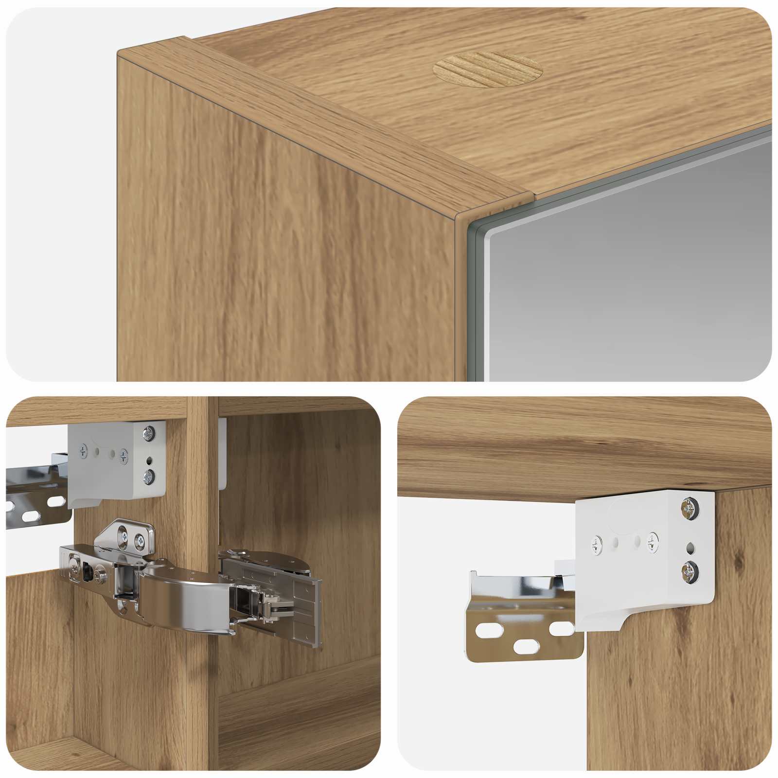 Kupaonski ormar s ogledalom s policom Umjetnička hrastovina