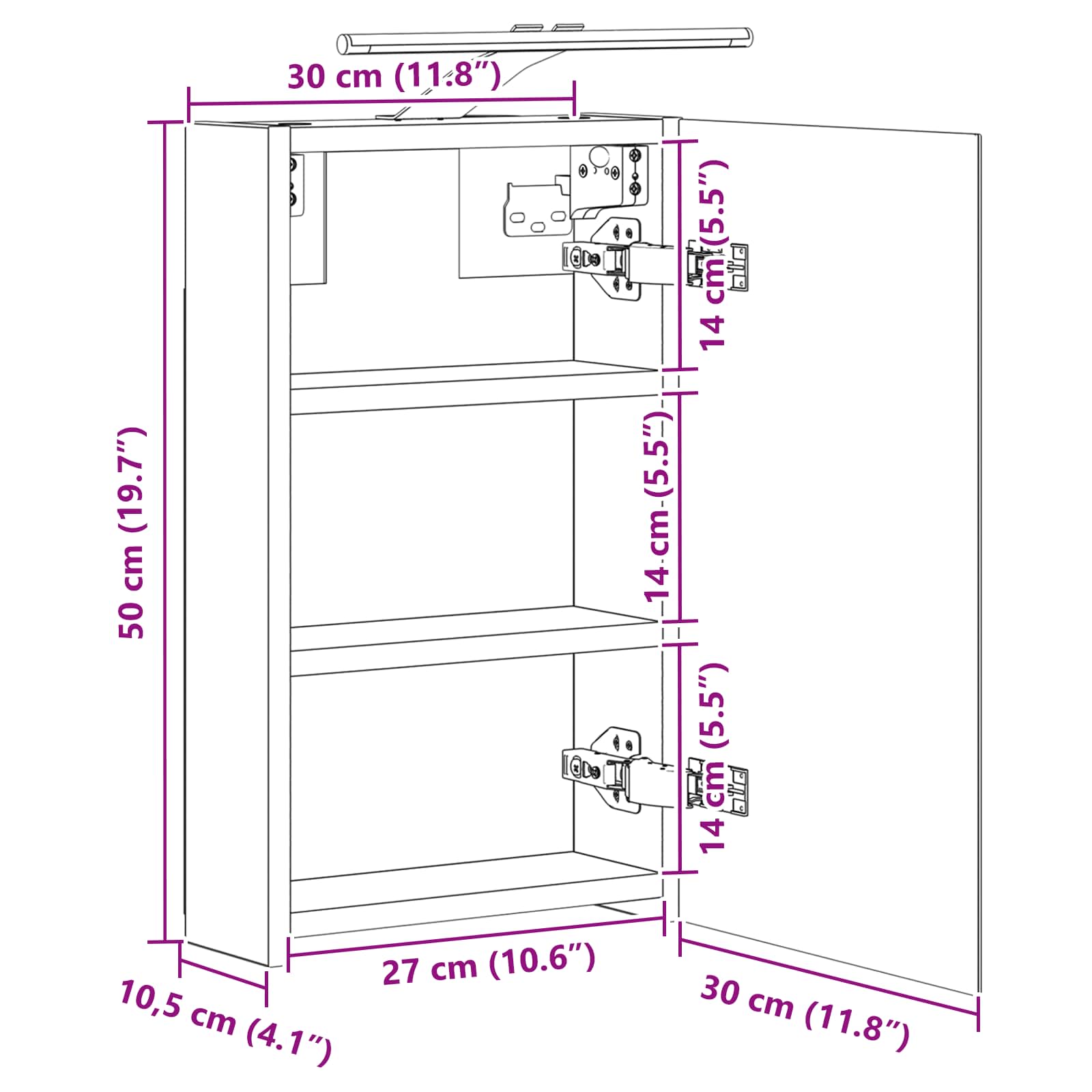 Kupaonski ormar s ogledalom Sonoma hrast 40 x 10,5 x 60,5 cm