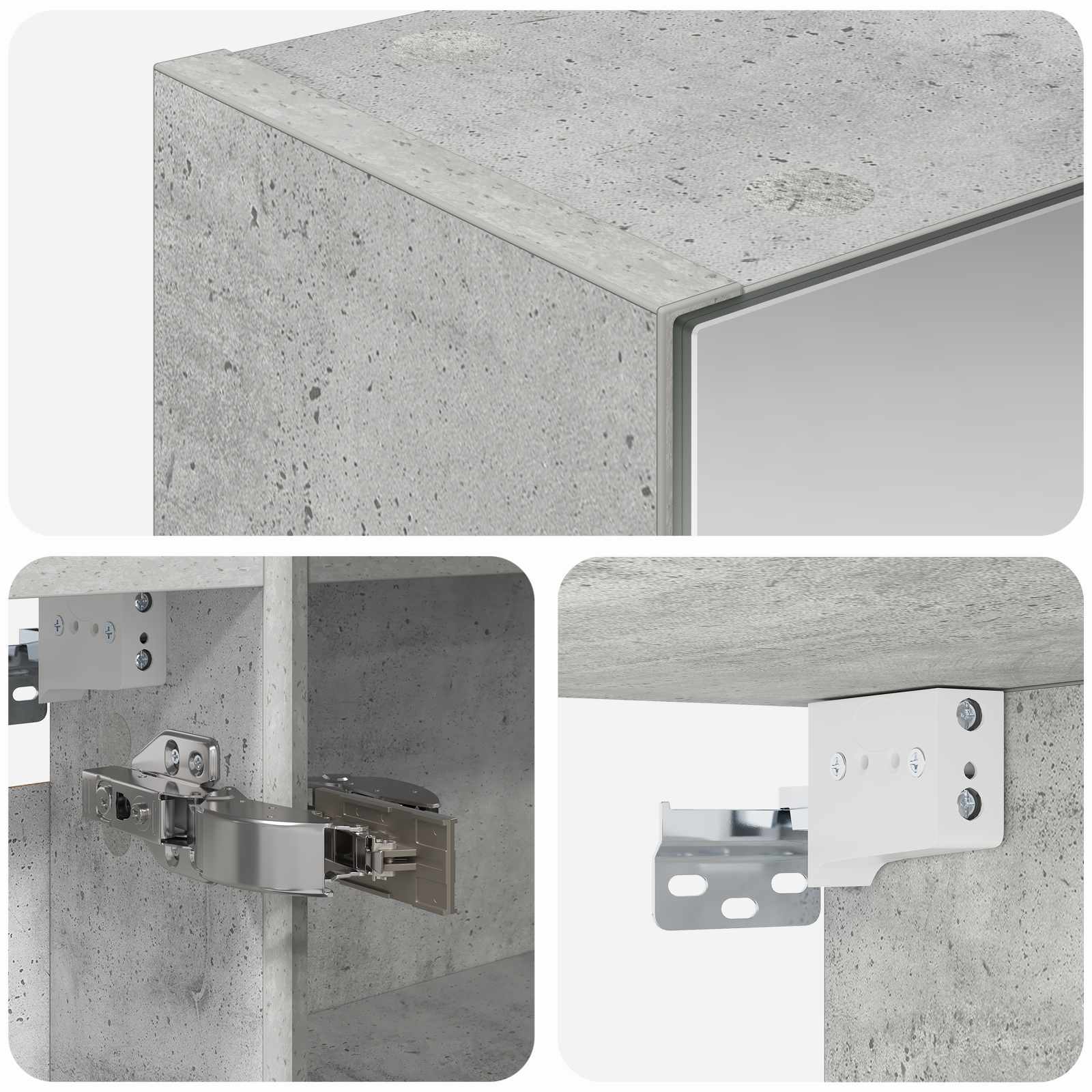 Kupaonski ormar s ogledalom Betonski sivi 50 x 14,5 x 70 cm