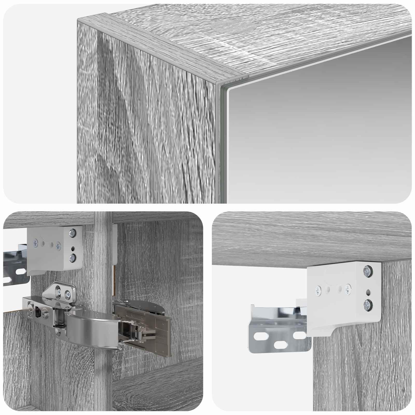 Kupaonski ormar s ogledalom Zidne Siva Sonoma 50 x 14,5 x 70 cm