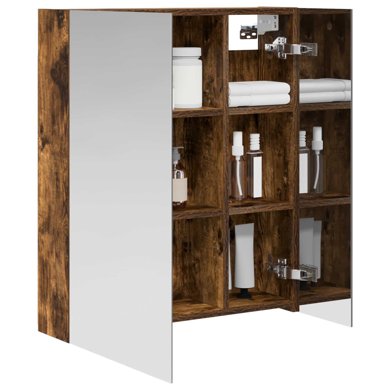 Kupaonski ormar s ogledalom Dimljeni hrast 60 x 14,5 x 70 cm