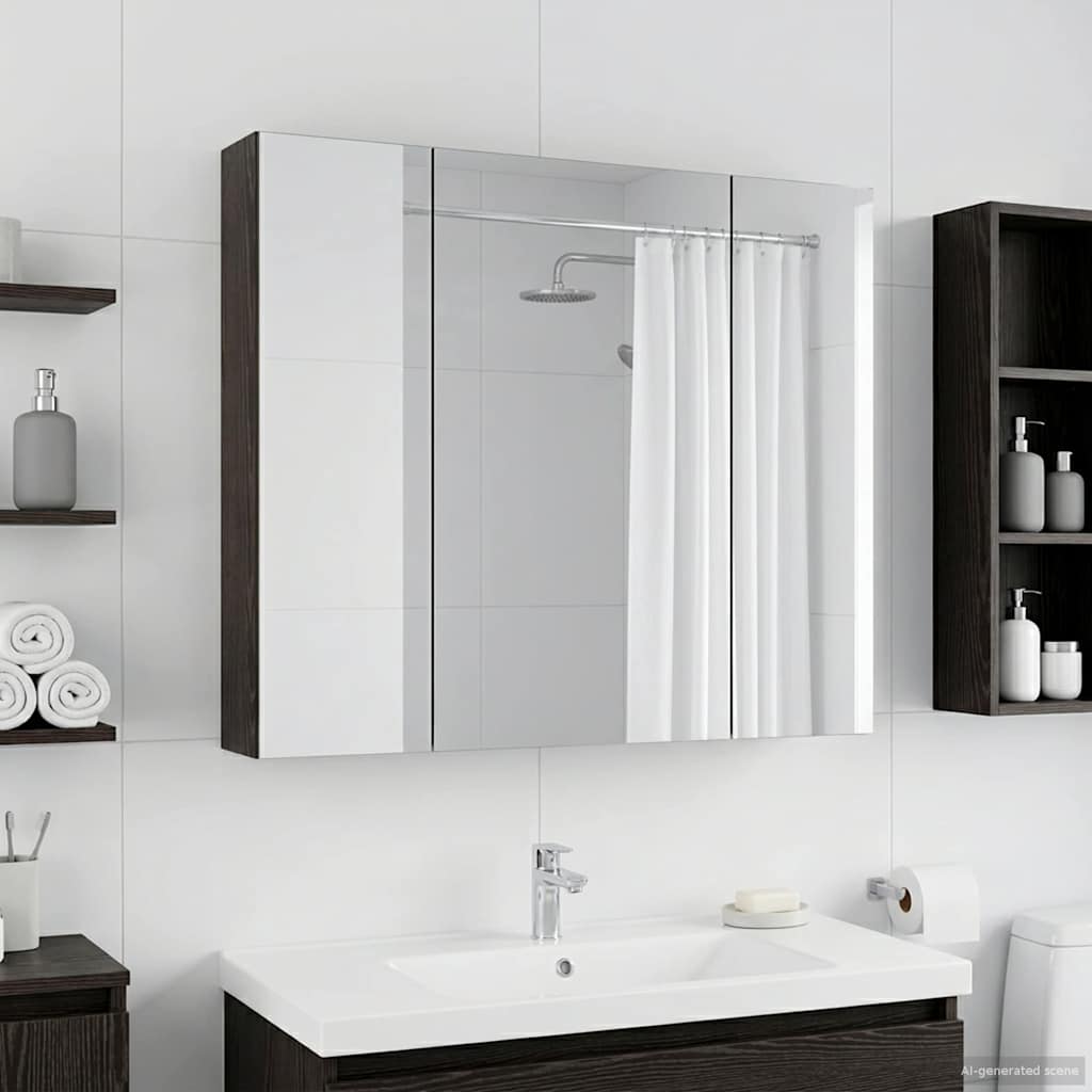 Kupaonski ormar s ogledalom Crni hrast 80 x 14.5 x 70 cm