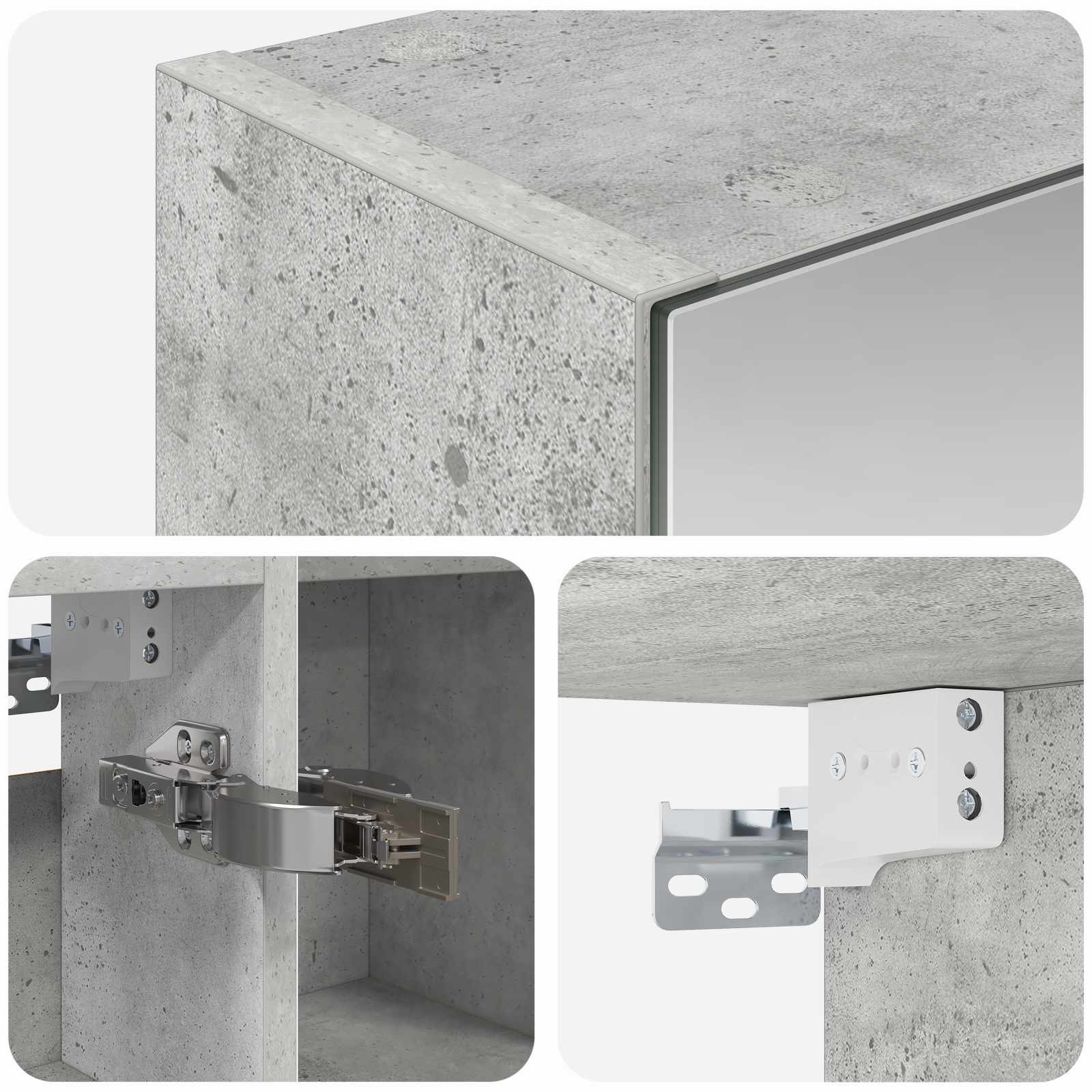 Kupaonski ormar s ogledalom Betonski sivi 80 x 14.5 x 70 cm
