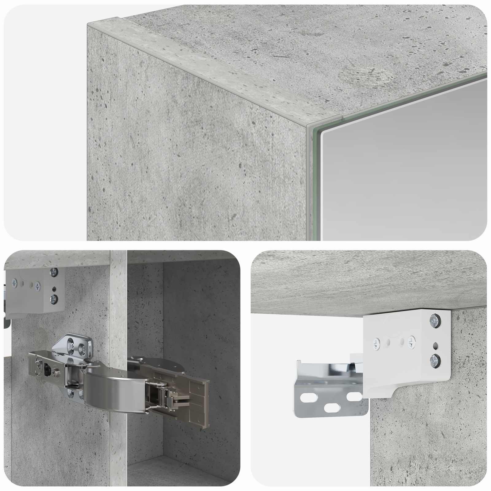 Kupaonski ormar s ogledalom Betonski sivi 80 x 14.5 x 70 cm