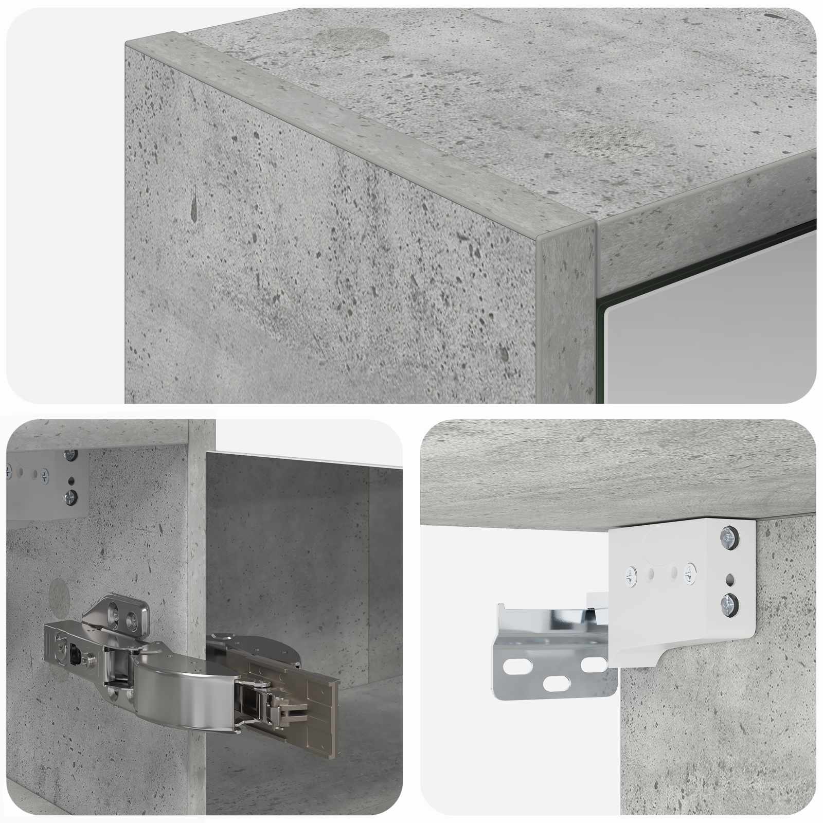 Kupaonski ormar s ogledalom Betonski sivi 43 x 16 x 62.5 cm