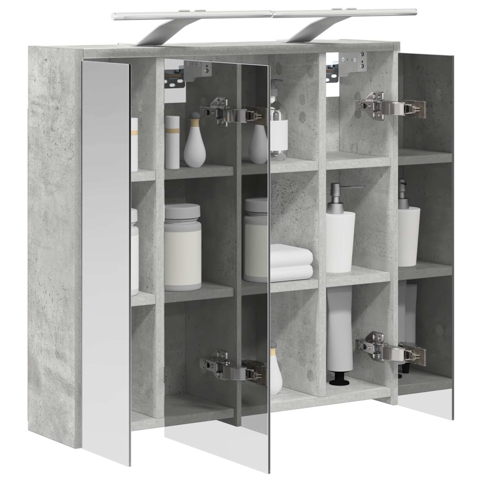 Kupaonski ormar s ogledalom Betonski sivi 63,5 x 16 x 62,5 cm