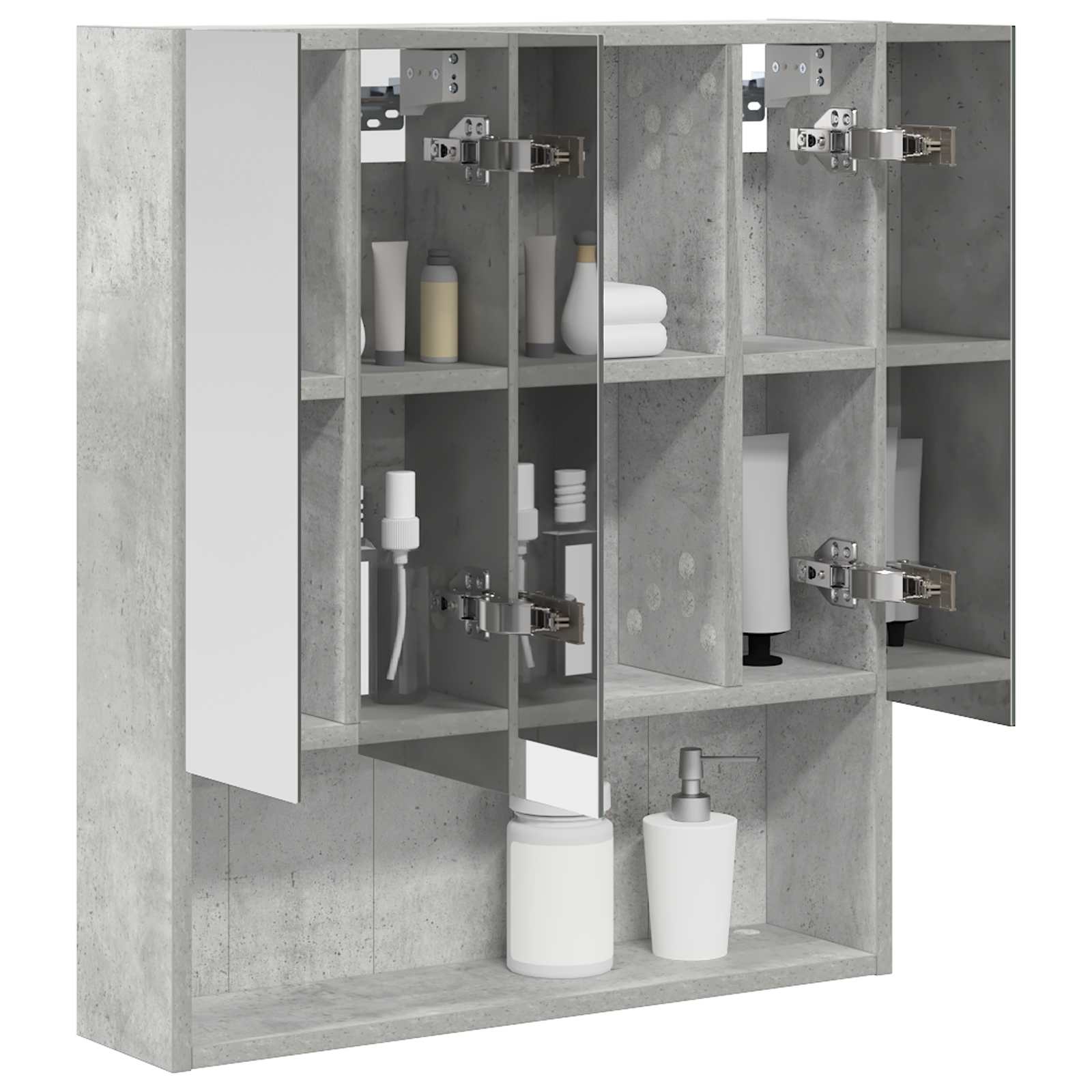 Kupaonski ormar s ogledalom Betonski sivi 60 x 14.5 x 70 cm