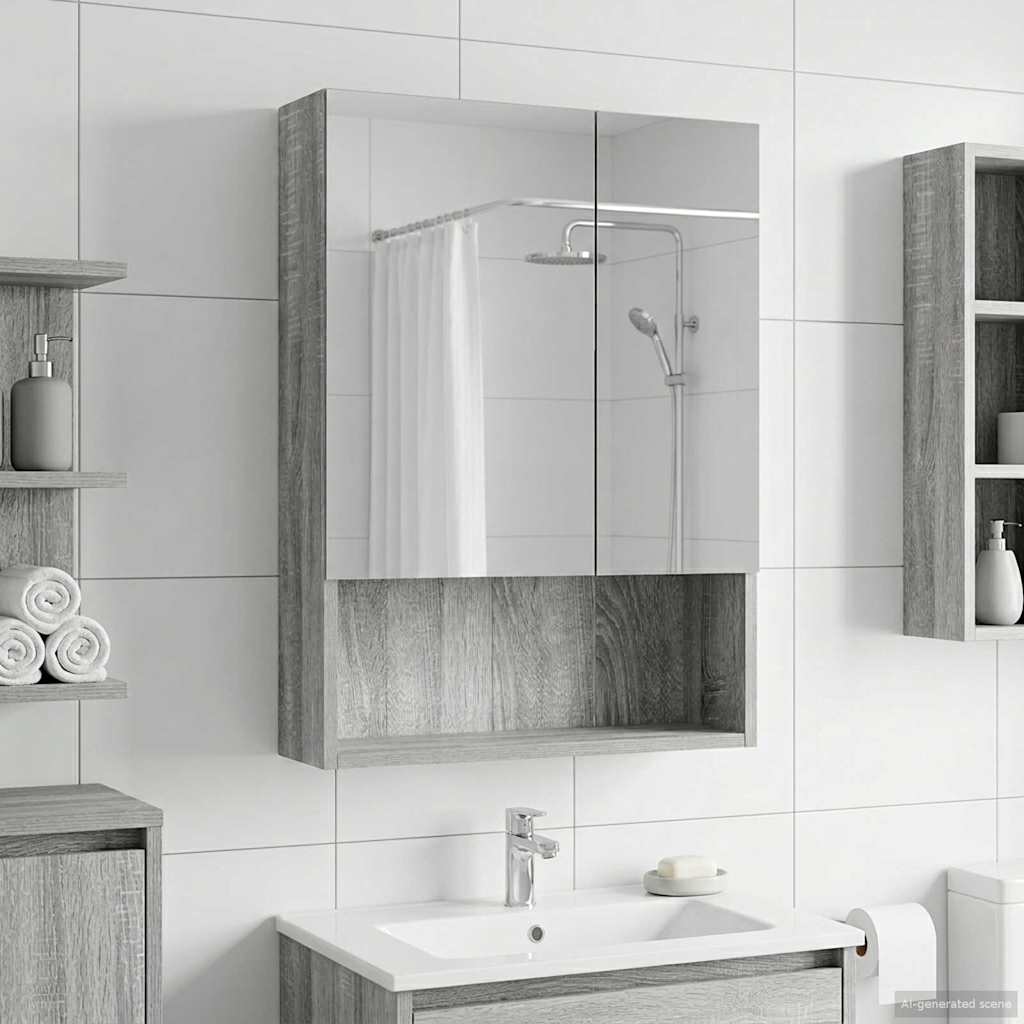 Kupaonski ormar s ogledalom Siva Sonoma 50 x 14,5 x 70 cm