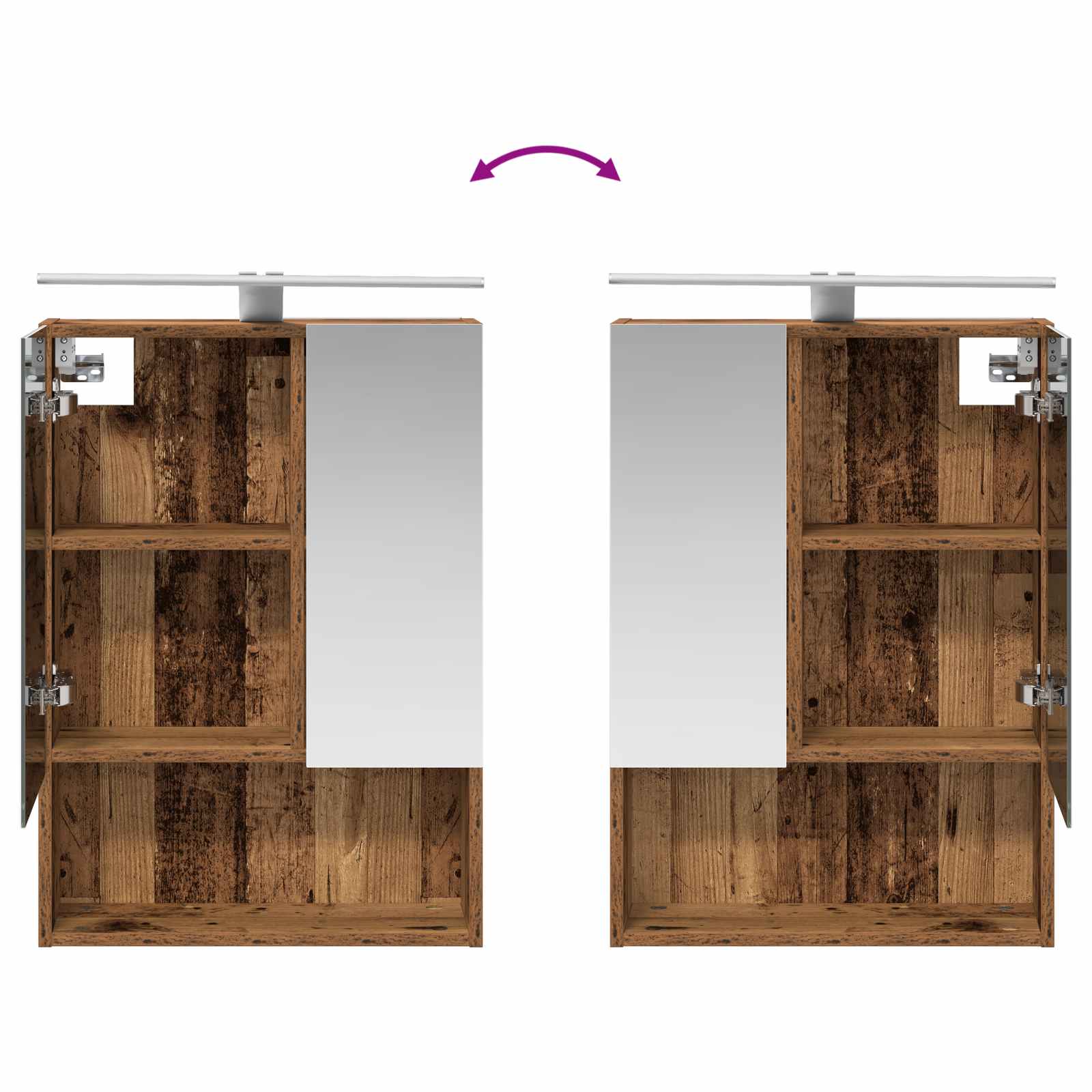 Kupaonski ormar s ogledalom Zidne Staro drvo 50 x 14,5 x 70 cm