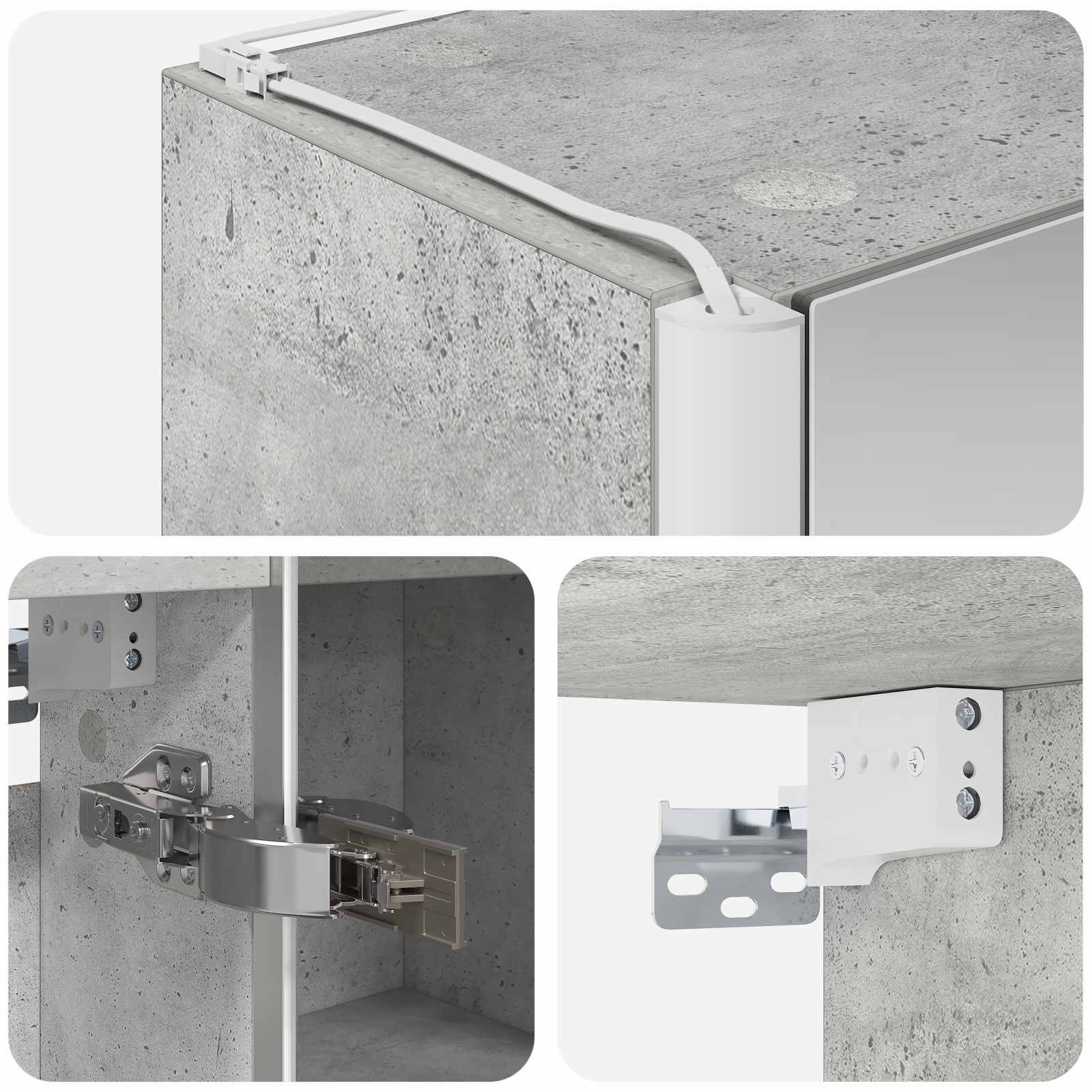 Kupaonski ormar s ogledalom Betonski sivi 53,5 x 15,5 x 70 cm