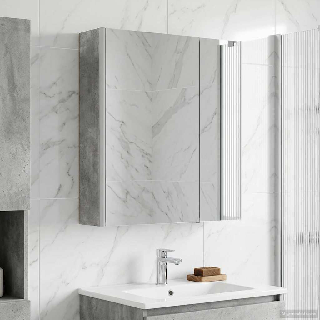 Kupaonski ormar s ogledalom Betonski sivi 63,5 x 15,5 x 70 cm