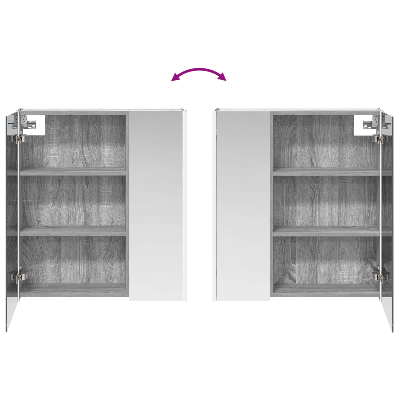 Kupaonski ormar s ogledalom Siva Sonoma 63,5 x 15,5 x 70 cm