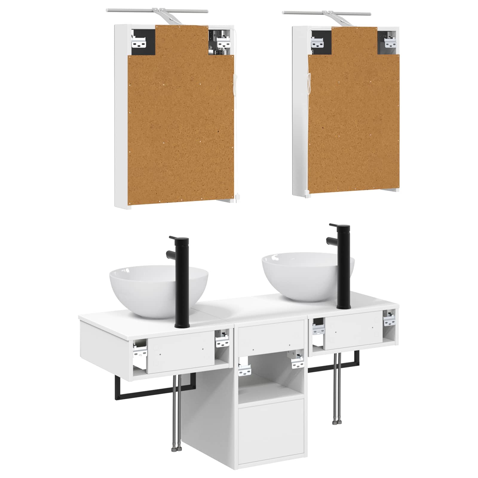 Set ormarića za kupaonicu 5 pcs Bijela 40 x 10,5 x 60,5 cm