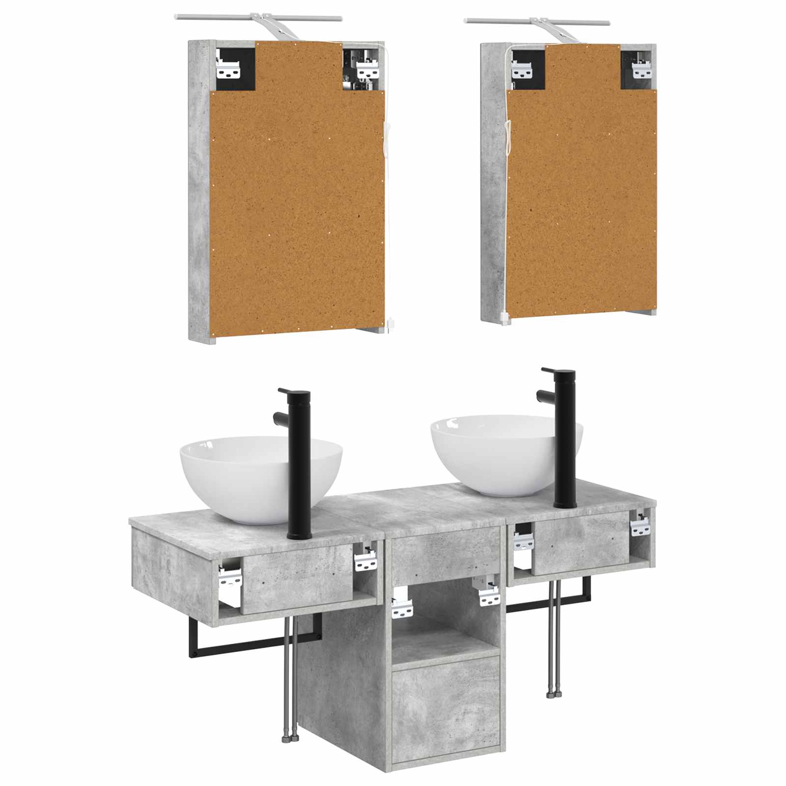 Set ormarića za kupaonicu 5 pcs Betonska siva