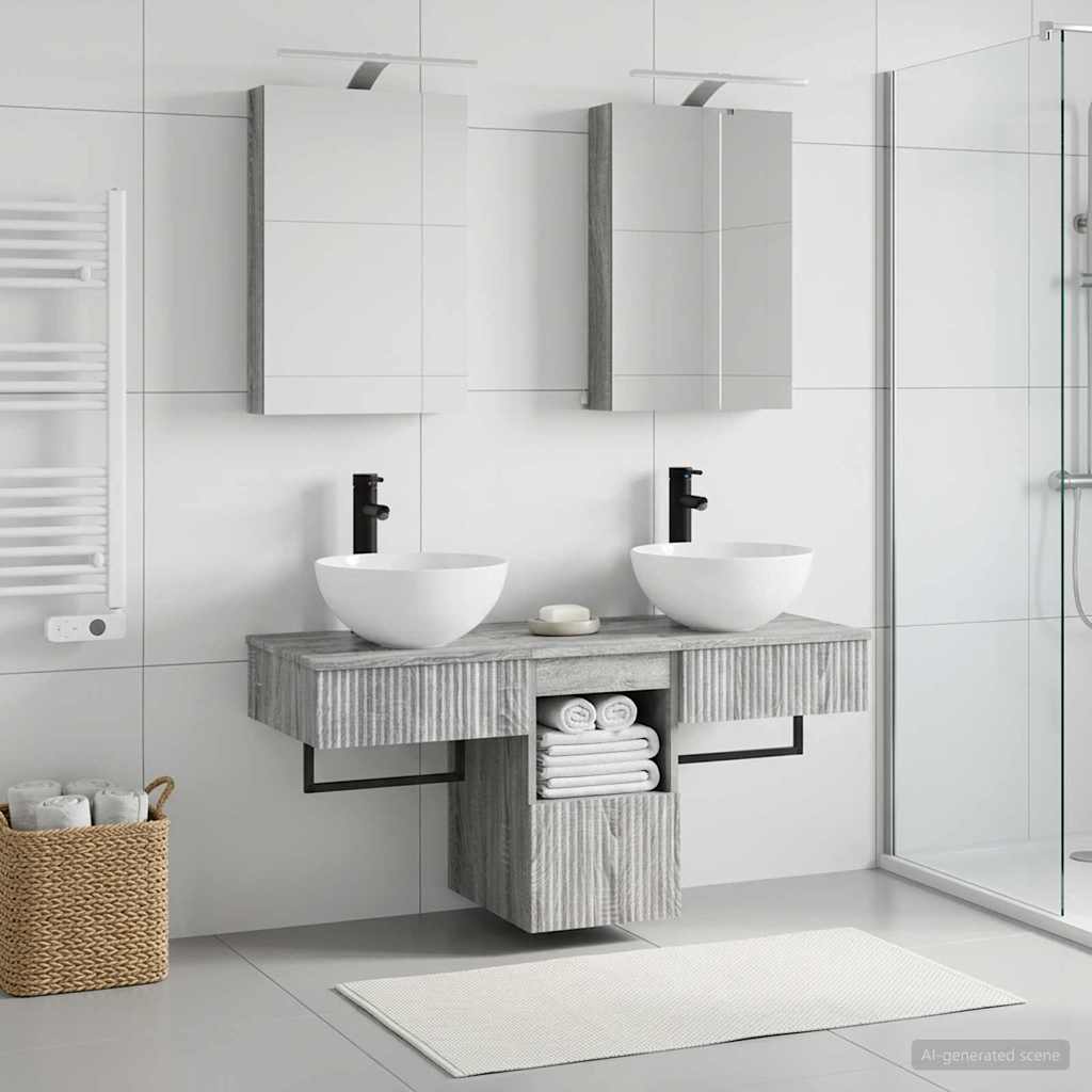 Set ormarića za kupaonicu 5 pcs Siva Sonoma 40 x 10,5 x 60,5 cm