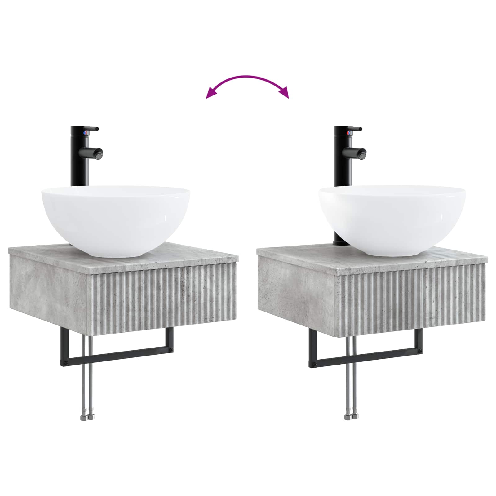 Set ormarića za kupaonicu 5 pcs Betonska siva 43 x 16 x 62,5 cm