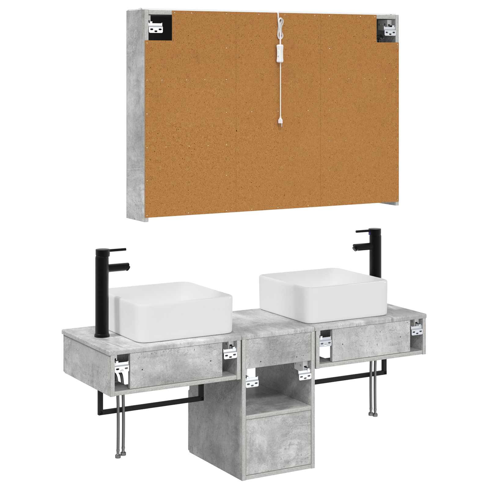 Set ormarića za kupaonicu 4 pcs Betonska siva