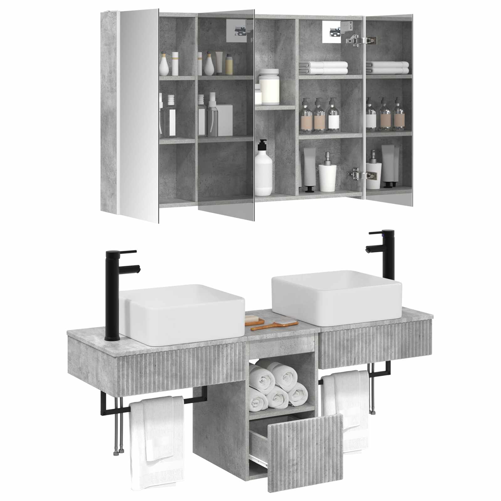 Set ormarića za kupaonicu 4 pcs Betonska siva