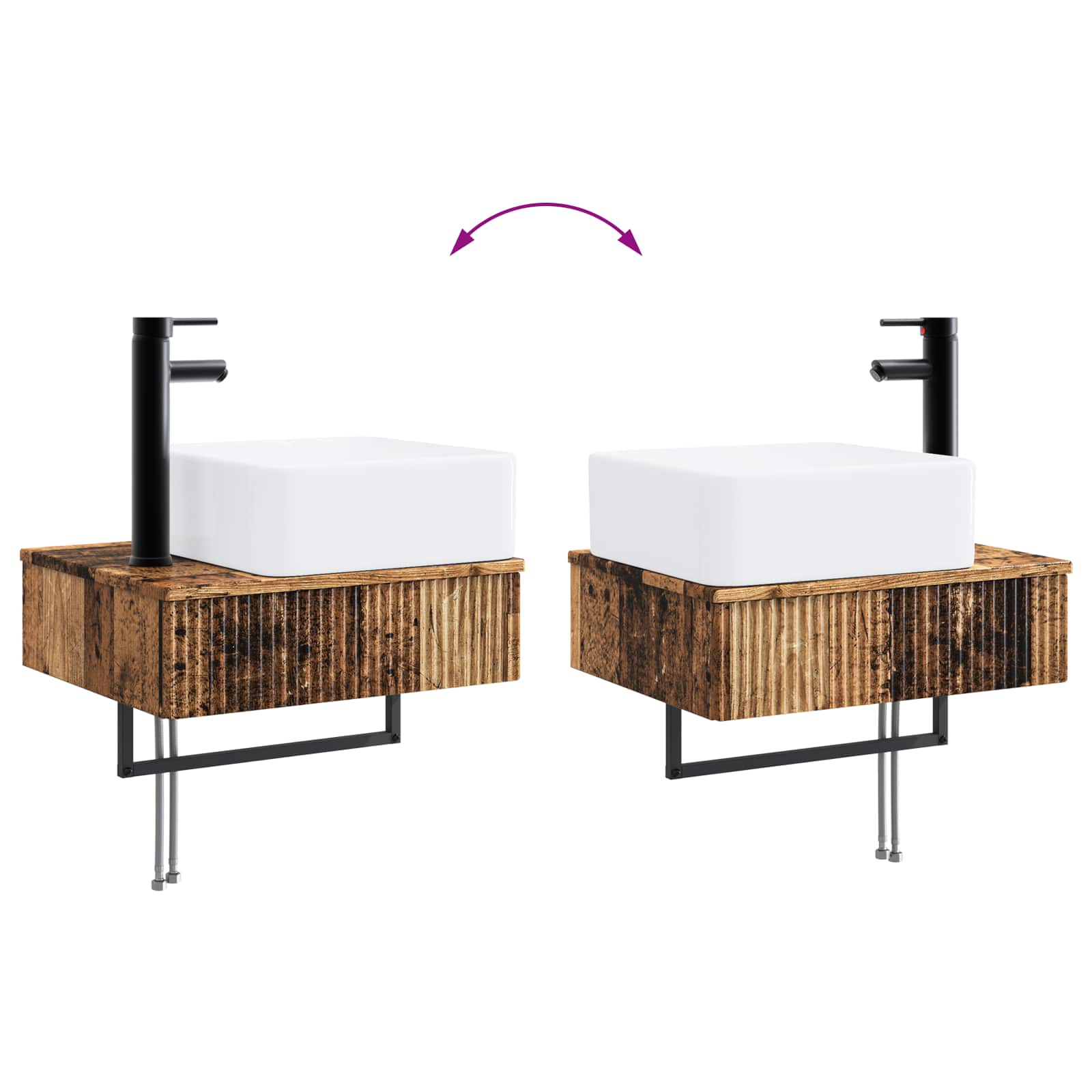 Set ormarića za kupaonicu 4 pcs Staro drvo 103,5 x 15,5 x 70 cm