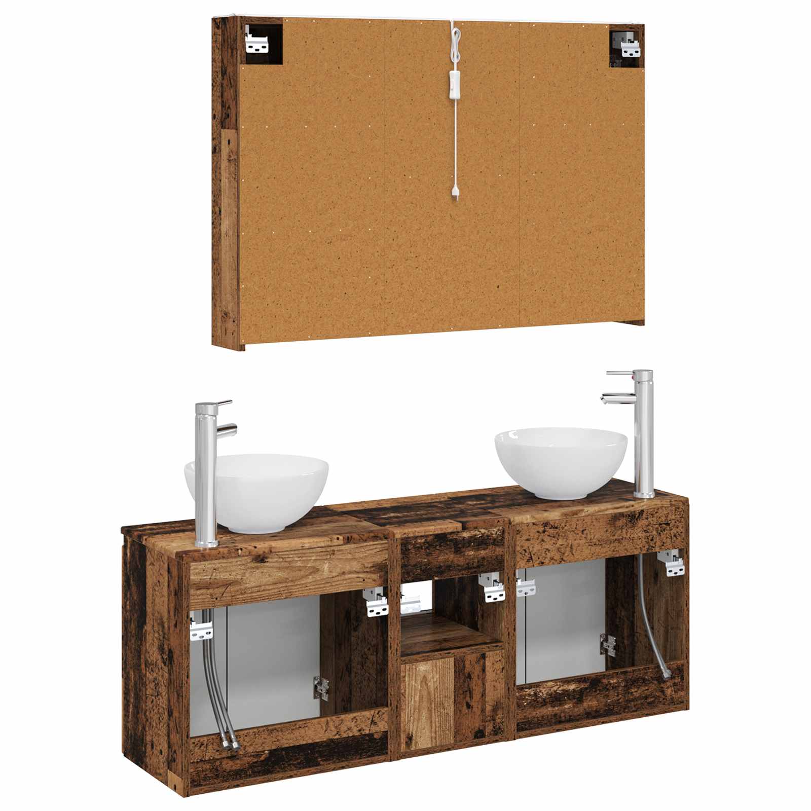Set ormarića za kupaonicu 4 pcs Staro drvo 103,5 x 15,5 x 70 cm