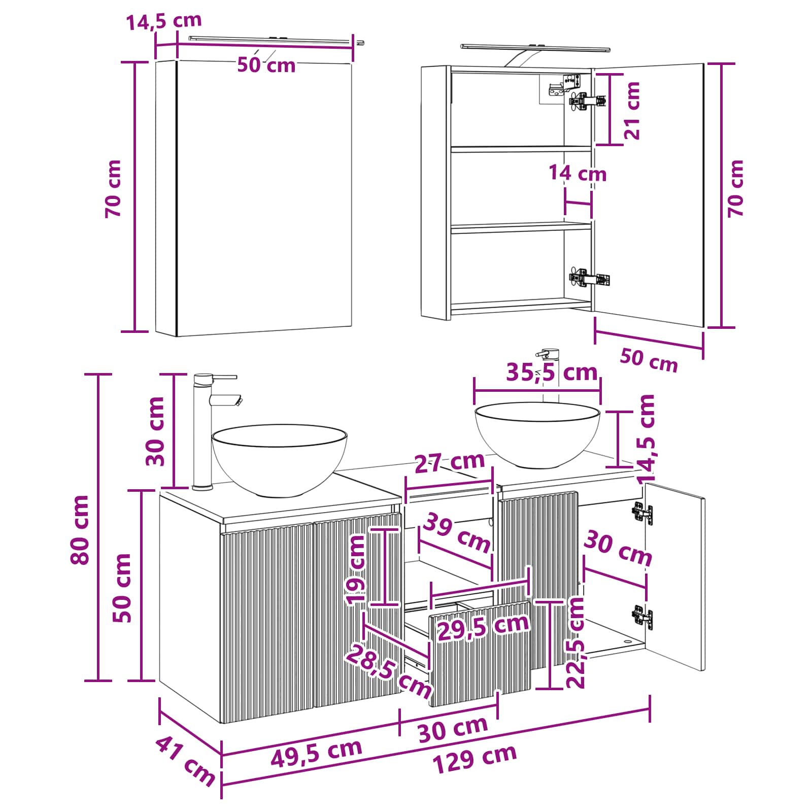 Set ormarića za kupaonicu 5 pcs Dimljeni hrast