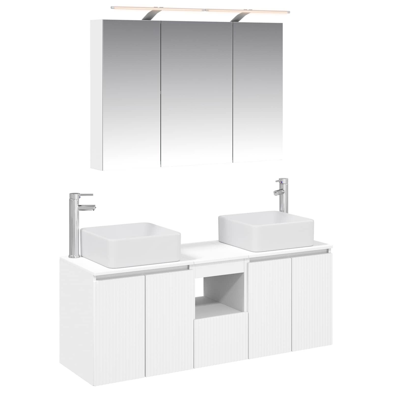 Set ormarića za kupaonicu 4 pcs Bijela 100 x 14,5 x 70 cm