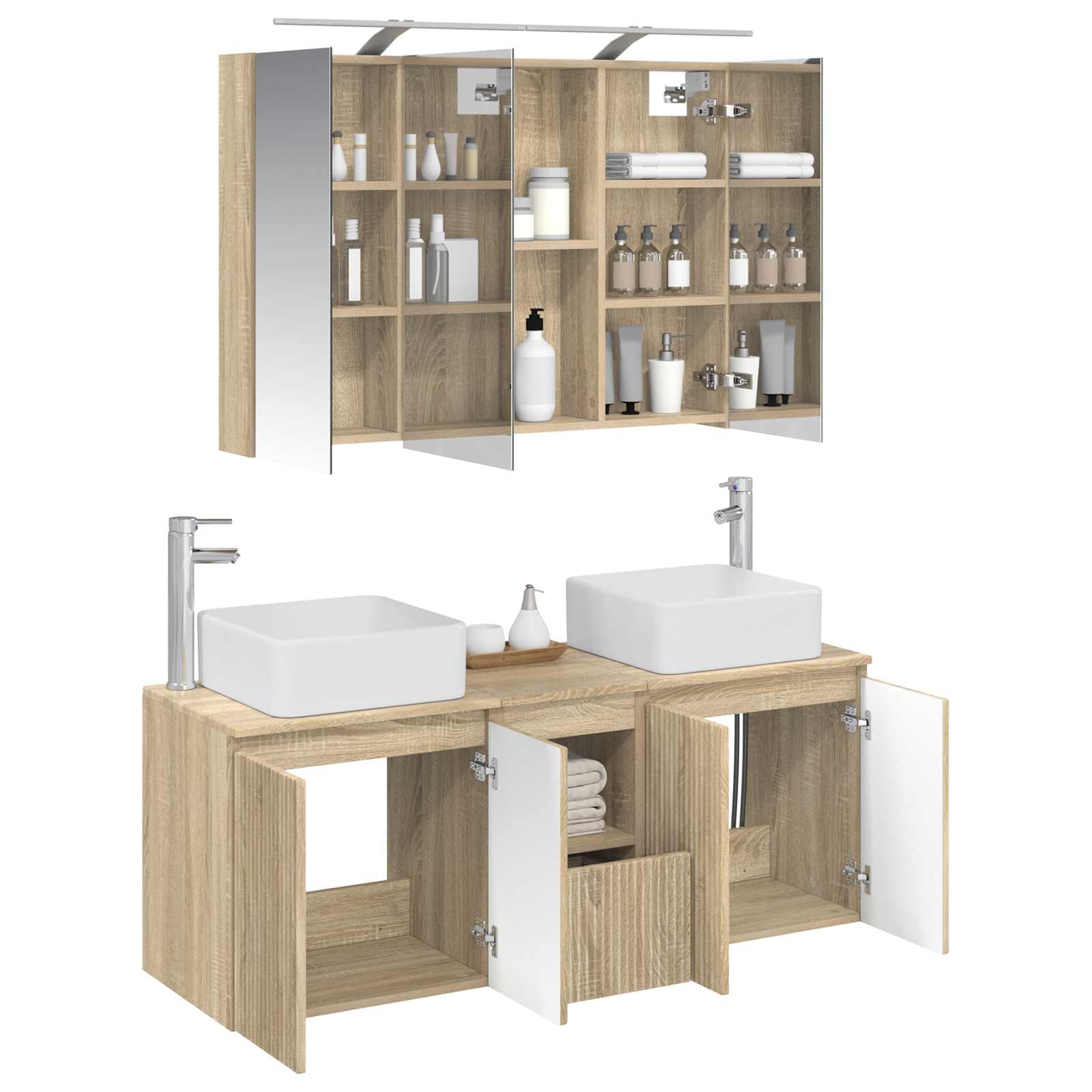 Set ormarića za kupaonicu 4 pcs Hrast sonoma 100 x 14,5 x 70 cm