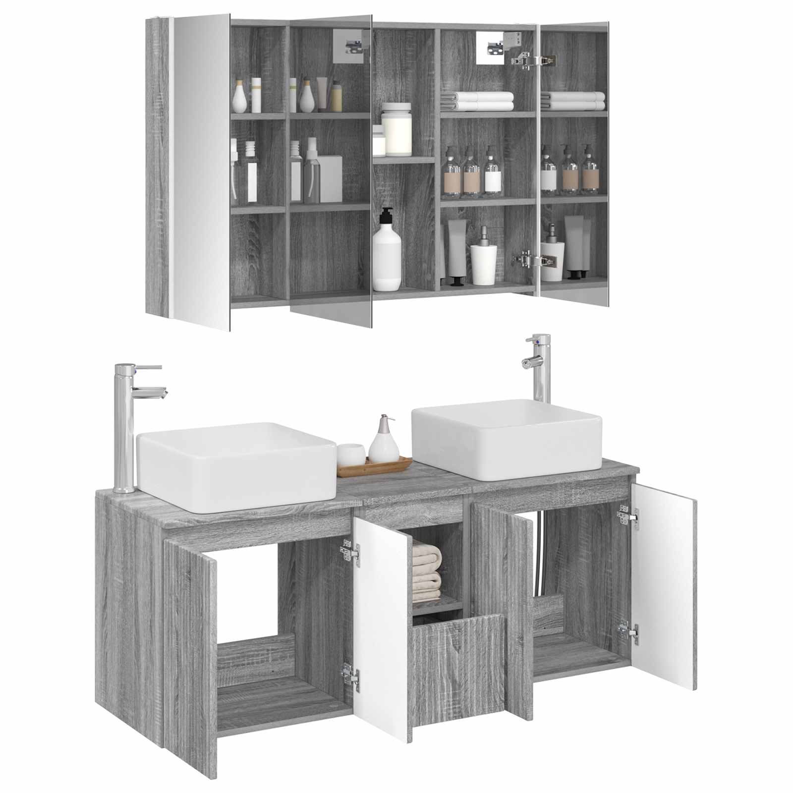 Set ormarića za kupaonicu 4 pcs Siva Sonoma Konstruirano drvo