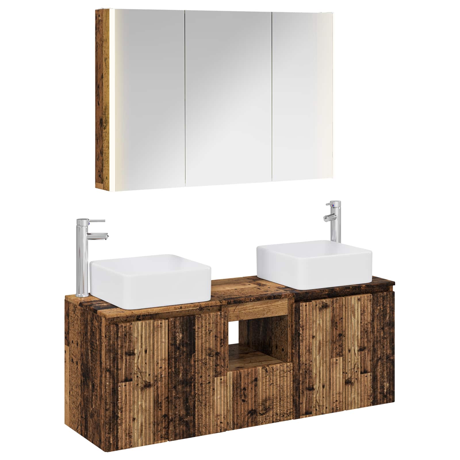 Set ormarića za kupaonicu 4 pcs Staro drvo Konstruirano drvo