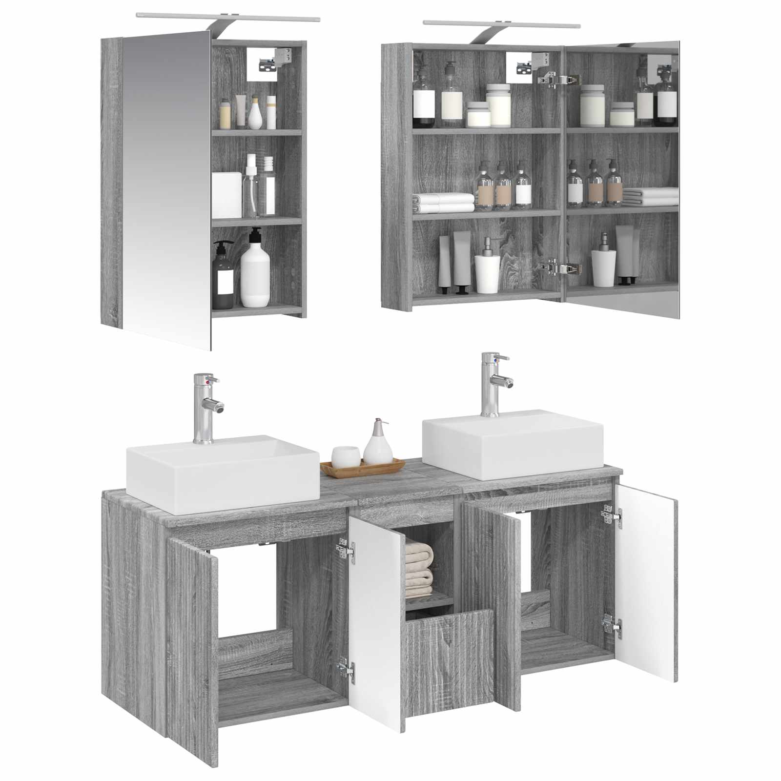 Set ormarića za kupaonicu 5 pcs Siva Sonoma Konstruirano drvo