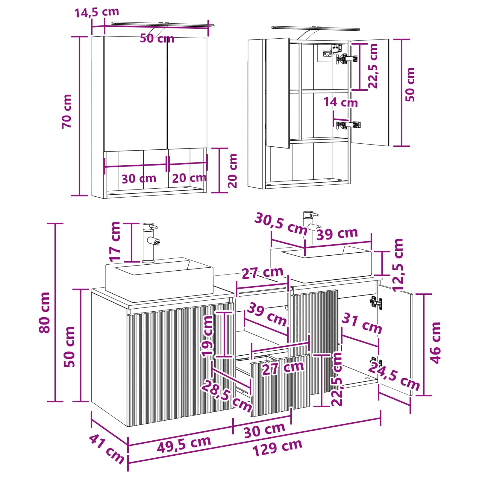 Set ormarića za kupaonicu 5 pcs Dimljeni hrast