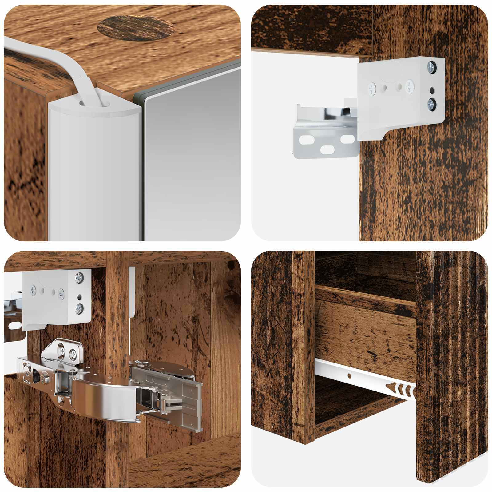 Set ormarića za kupaonicu 5 pcs Staro drvo Konstruirano drvo