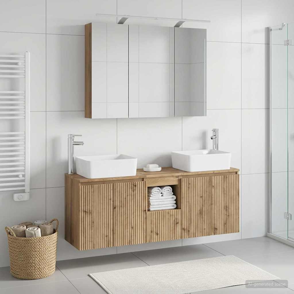 Set ormarića za kupaonicu 4 pcs Hrast artisan Konstruirano drvo