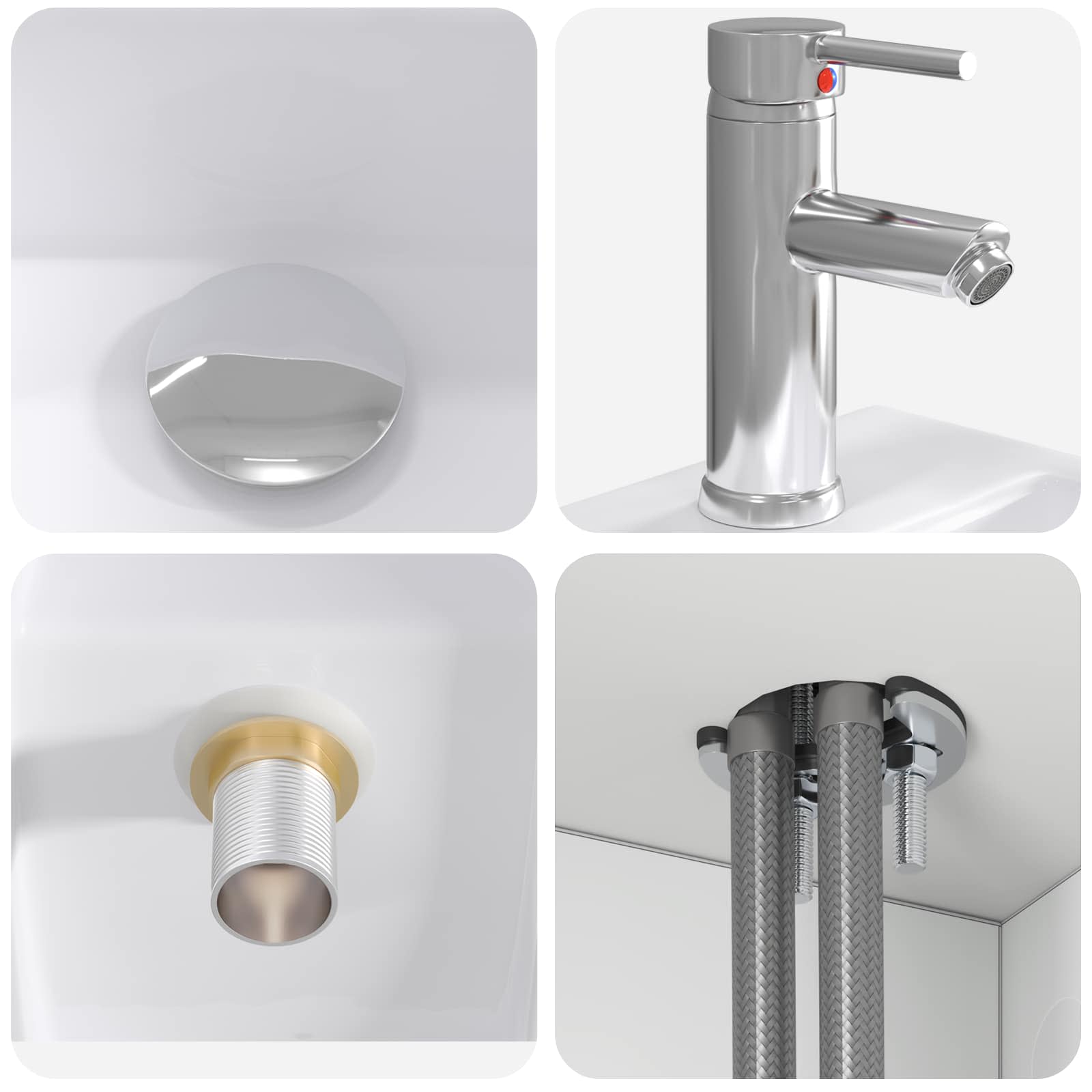 Set ormarića za kupaonicu 4 pcs Bijela Konstruirano drvo