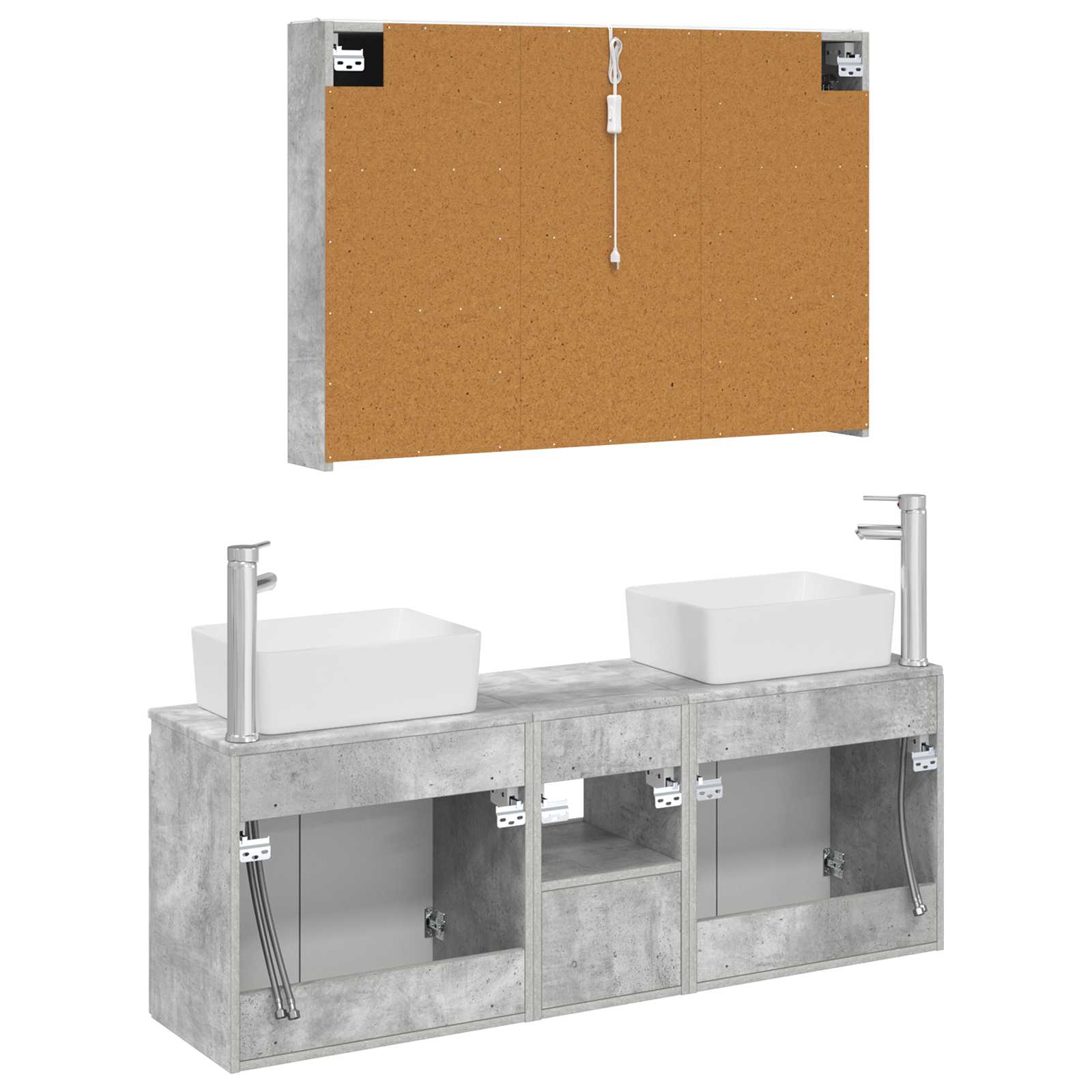 Set ormarića za kupaonicu 4 pcs Betonska siva Konstruirano drvo