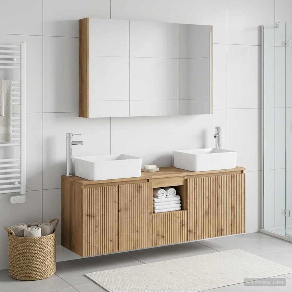 Set ormarića za kupaonicu 4 pcs Hrast artisan Konstruirano drvo