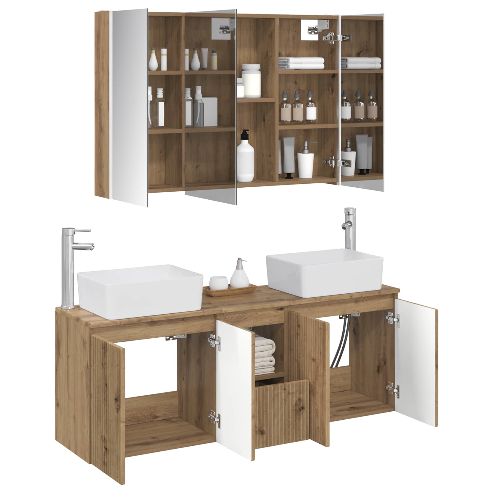 Set ormarića za kupaonicu 4 pcs Hrast artisan Konstruirano drvo