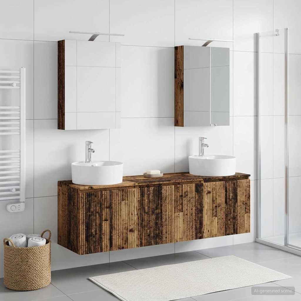 Set ormarića za kupaonicu 5 pcs Staro drvo Konstruirano drvo