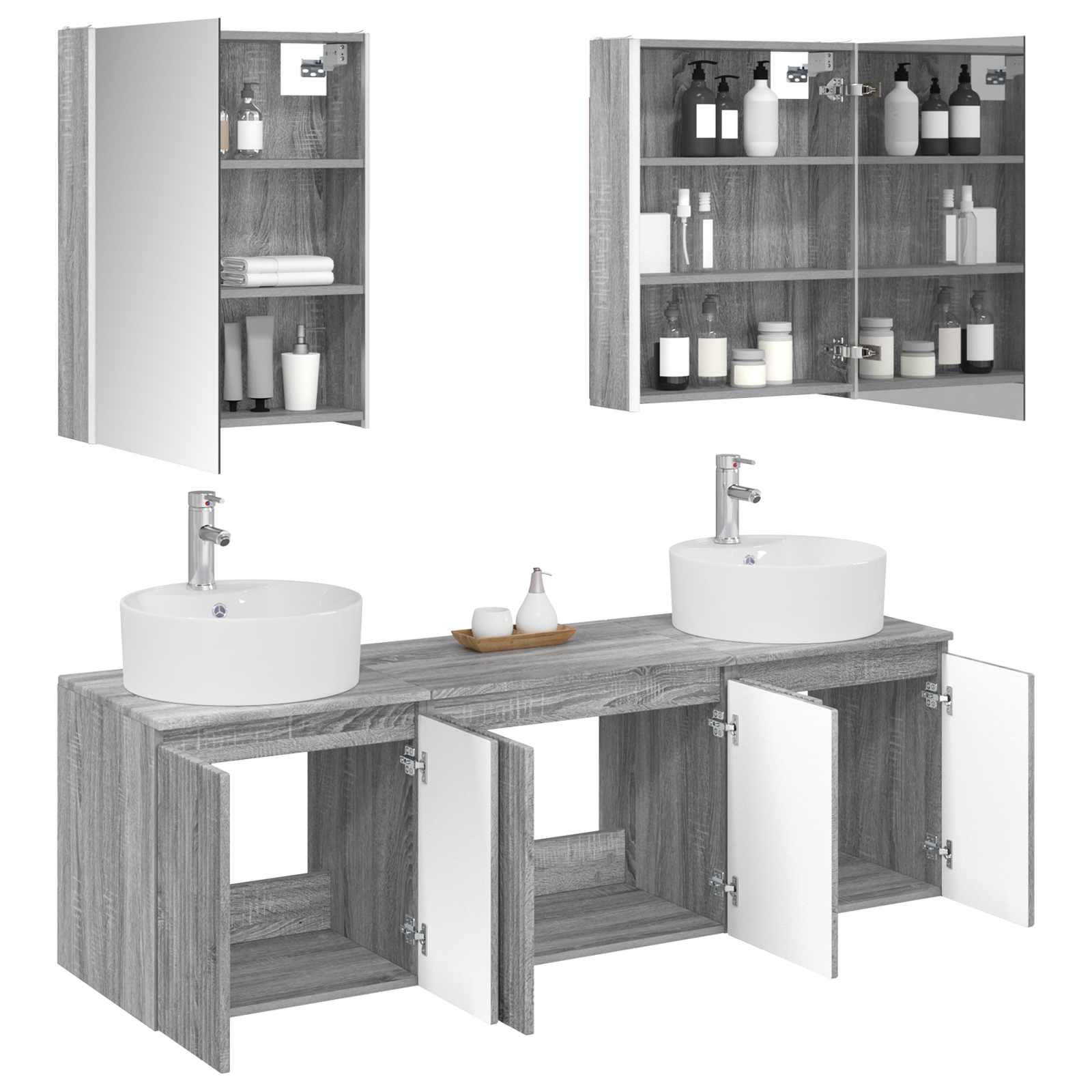 Set ormarića za kupaonicu 5 pcs Siva Sonoma Konstruirano drvo