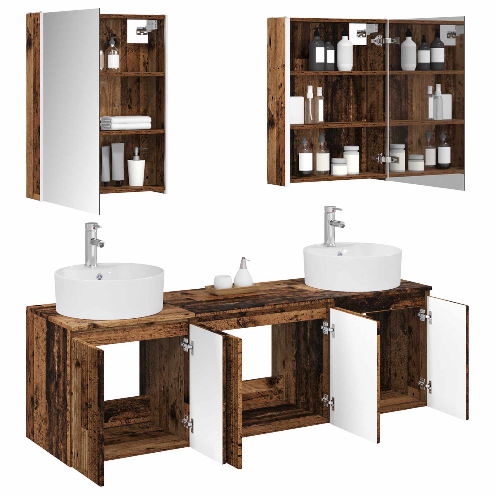 Set ormarića za kupaonicu 5 pcs Staro drvo Konstruirano drvo