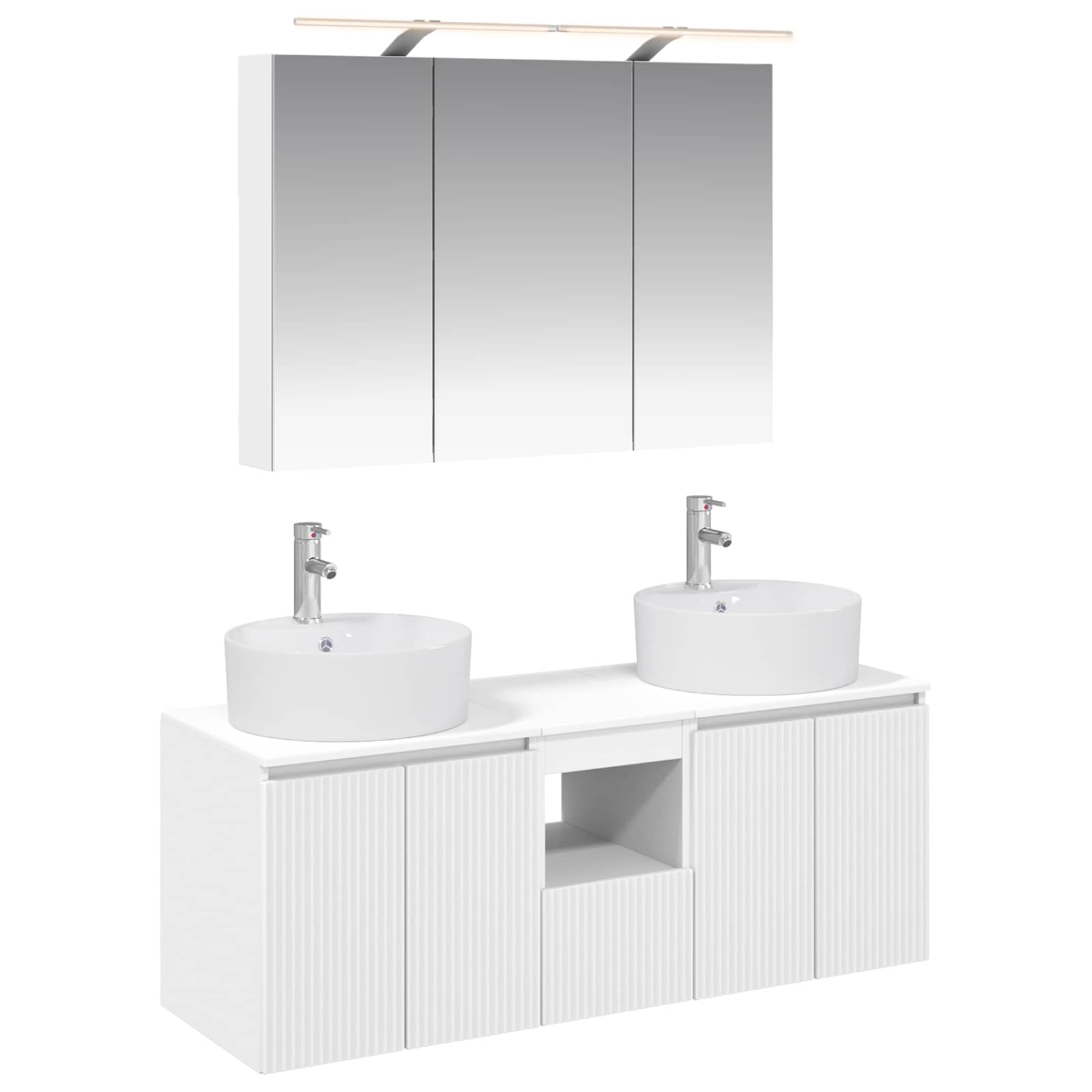 Set ormarića za kupaonicu 4 pcs Bijela Konstruirano drvo