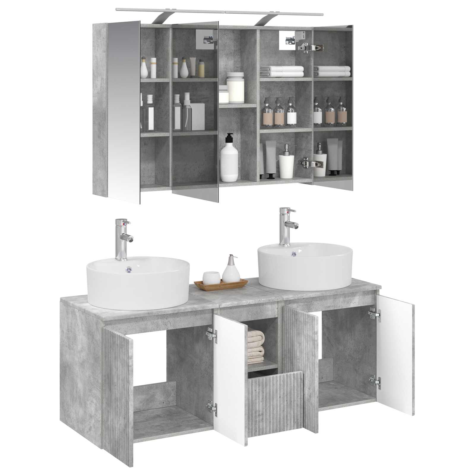 Set ormarića za kupaonicu 4 pcs Betonska siva Konstruirano drvo