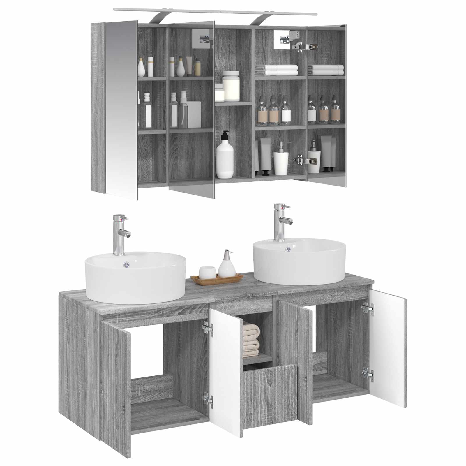 Set ormarića za kupaonicu 4 pcs Siva Sonoma Konstruirano drvo