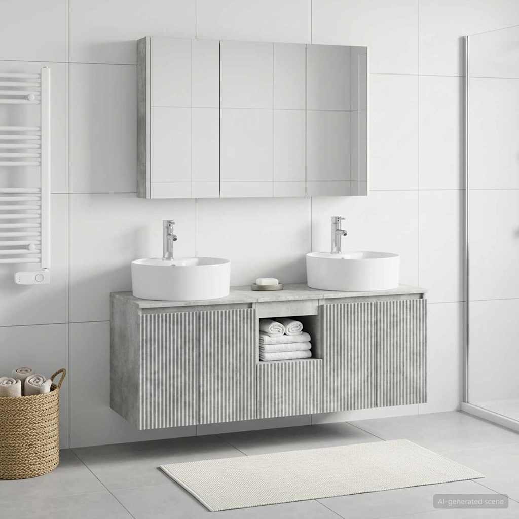 Set ormarića za kupaonicu 4 pcs Betonska siva Konstruirano drvo