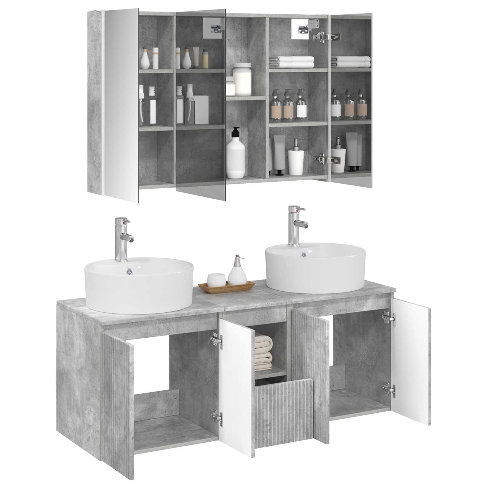 Set ormarića za kupaonicu 4 pcs Betonska siva Konstruirano drvo