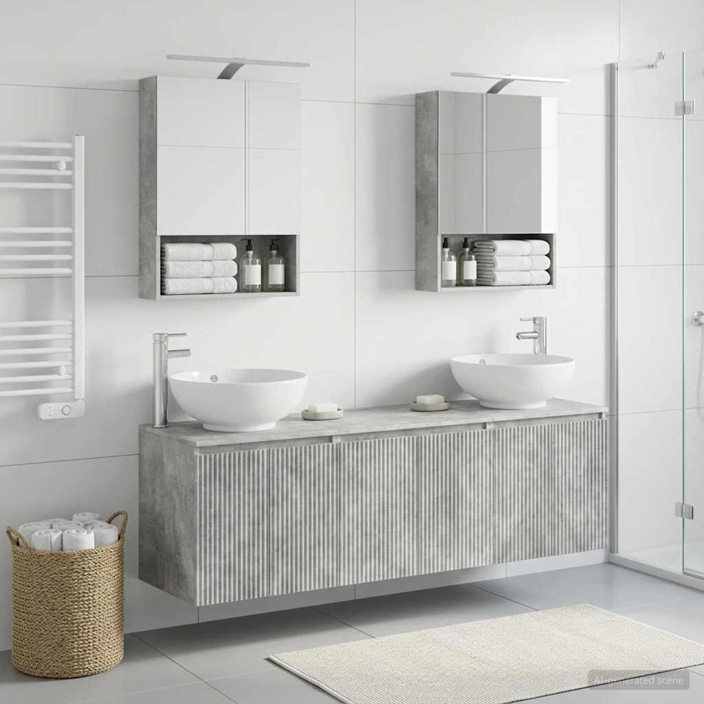 Set ormarića za kupaonicu 5 pcs Betonska siva Konstruirano drvo