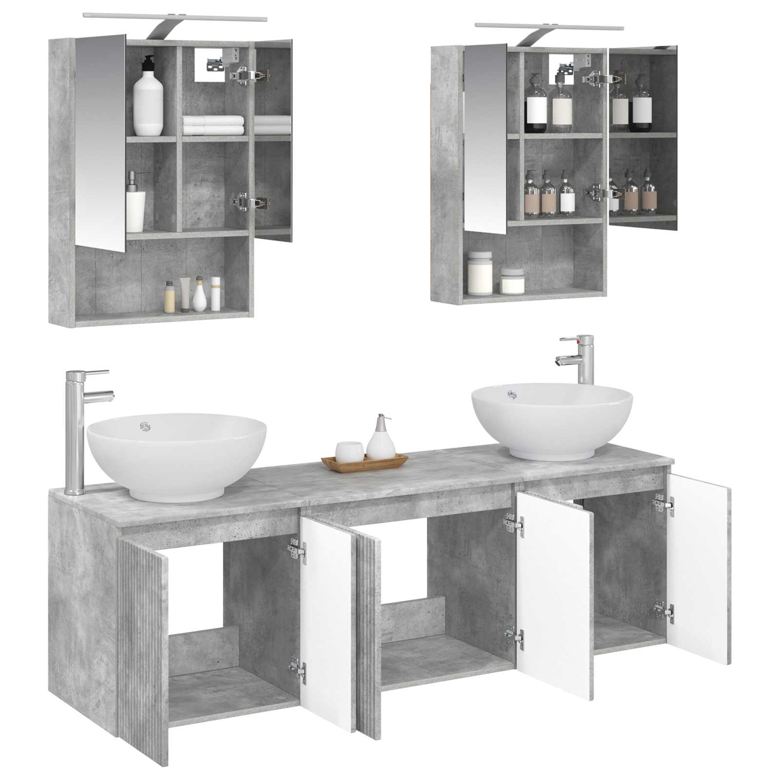 Set ormarića za kupaonicu 5 pcs Betonska siva Konstruirano drvo