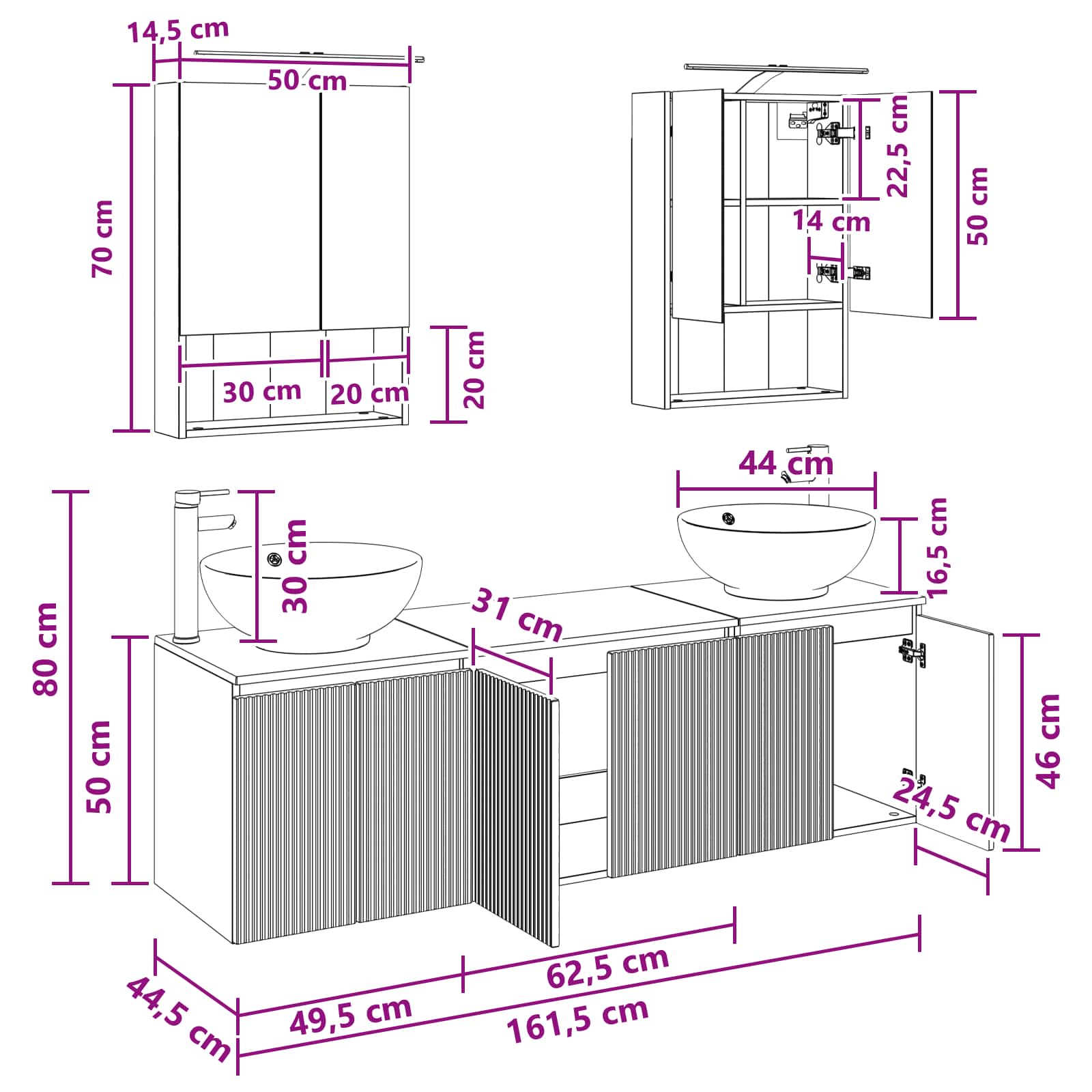 Set ormarića za kupaonicu 5 pcs Staro drvo Konstruirano drvo
