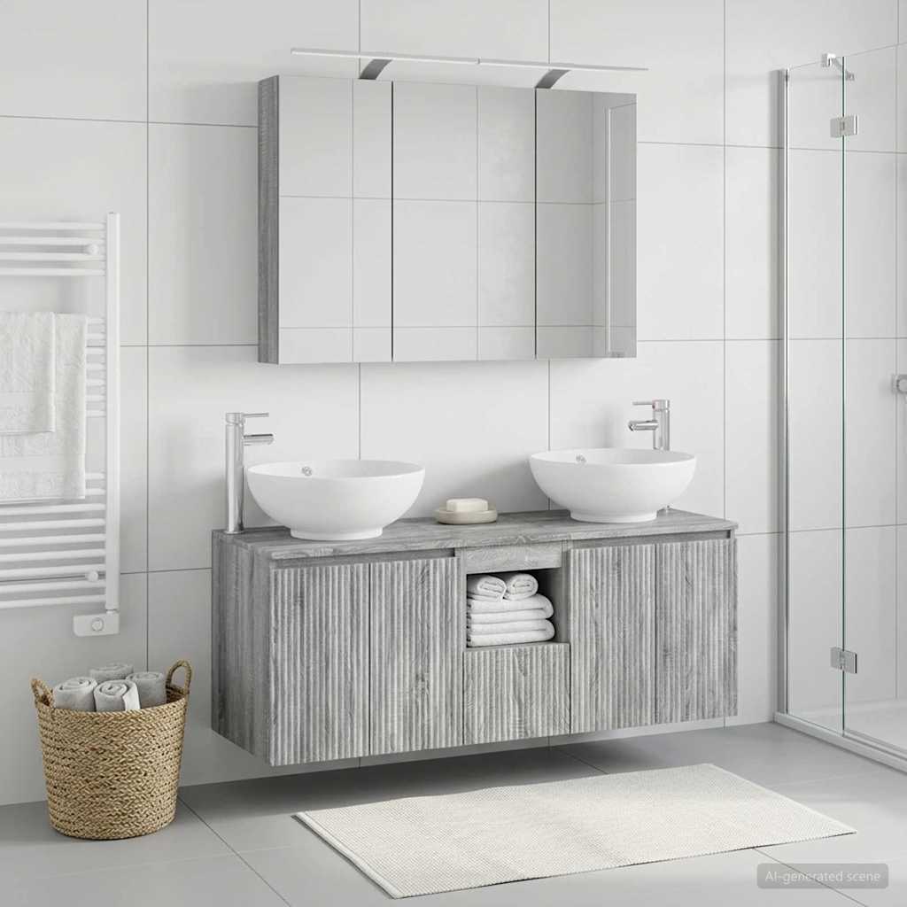 Set ormarića za kupaonicu 4 pcs Siva Sonoma Konstruirano drvo